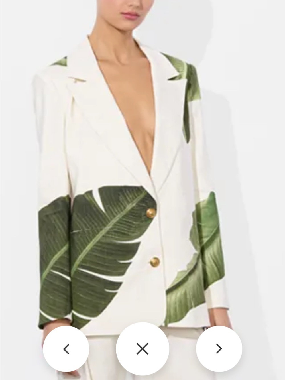 Alice + Olivia Cream Blazer with Green Leaf Print